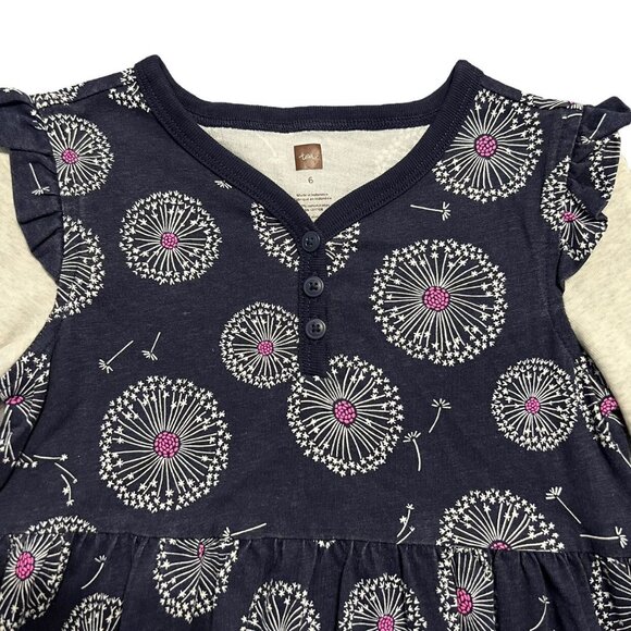 Tea Collection Sz 6 Wish Button Neck Navy Dandelion Dress - Picture 3 of 4